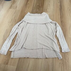 Status By Chenault Turtleneck Beige Ribbed Sweater